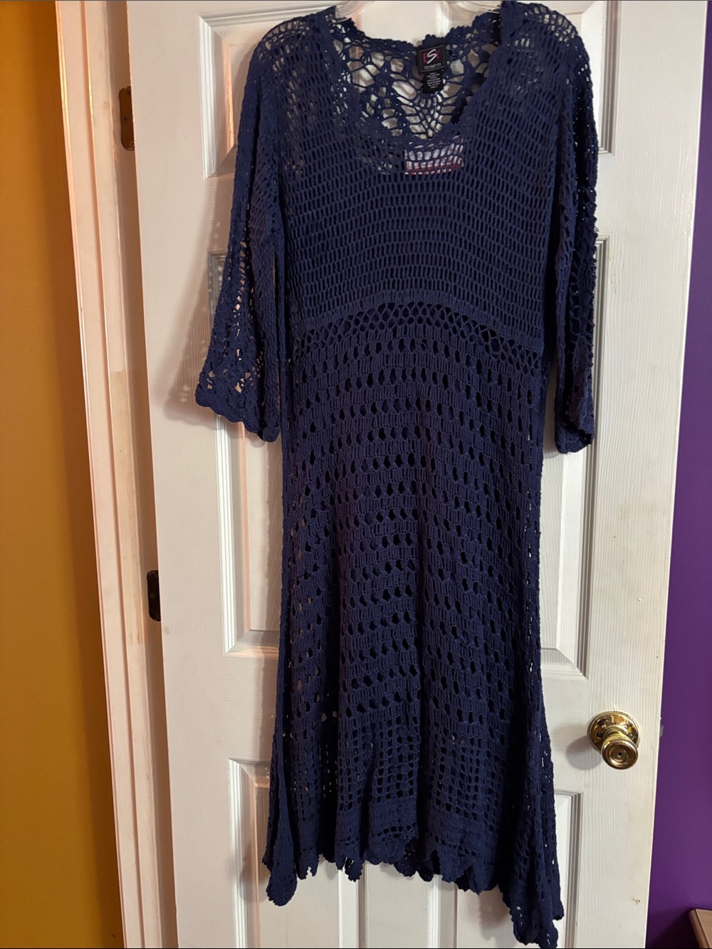 Women’s Navy Crochet Knit Dress - S Brand